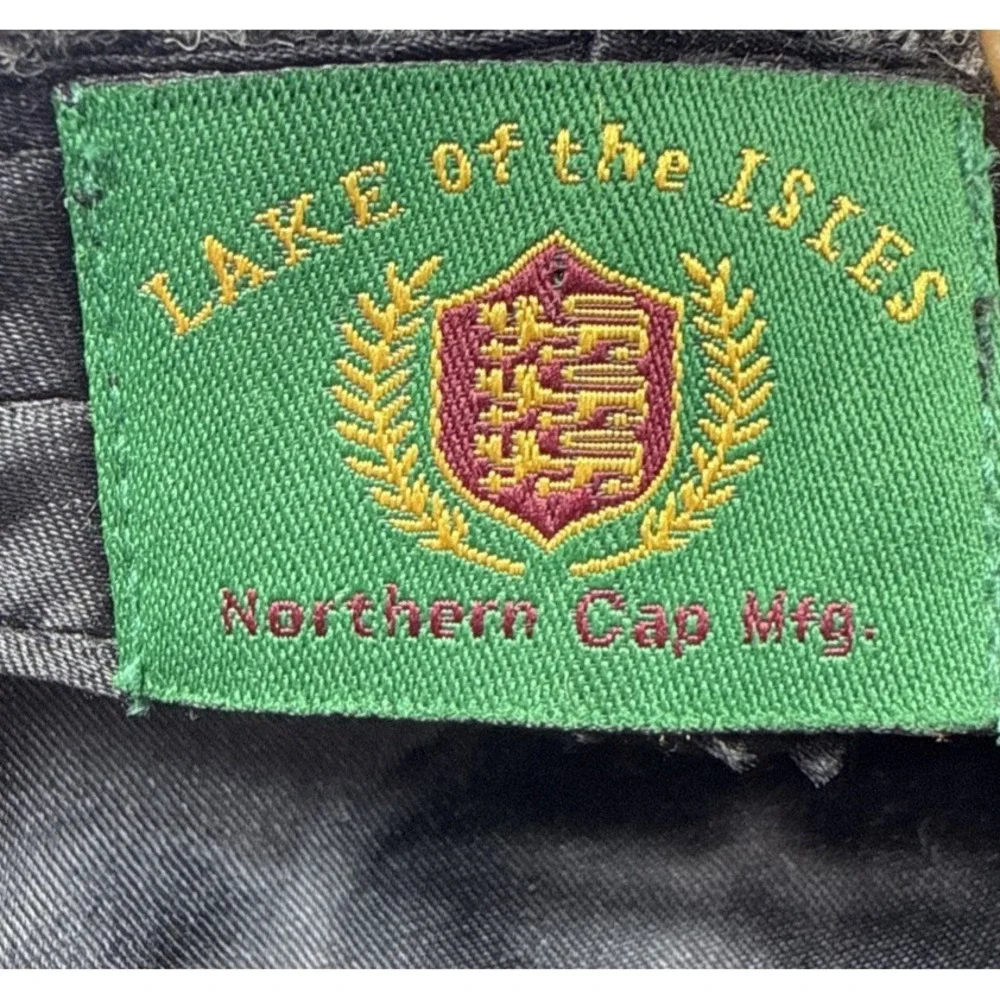 Lake Of The Isles Beret Men's L Wool Cap Hat Gray Tweed Button